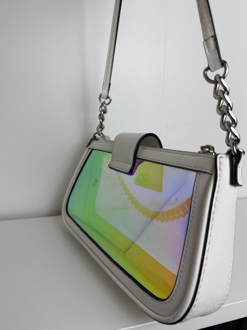 ALDO White Shoulder Bag with Iridescent Front Panel - Picture 5 of 13